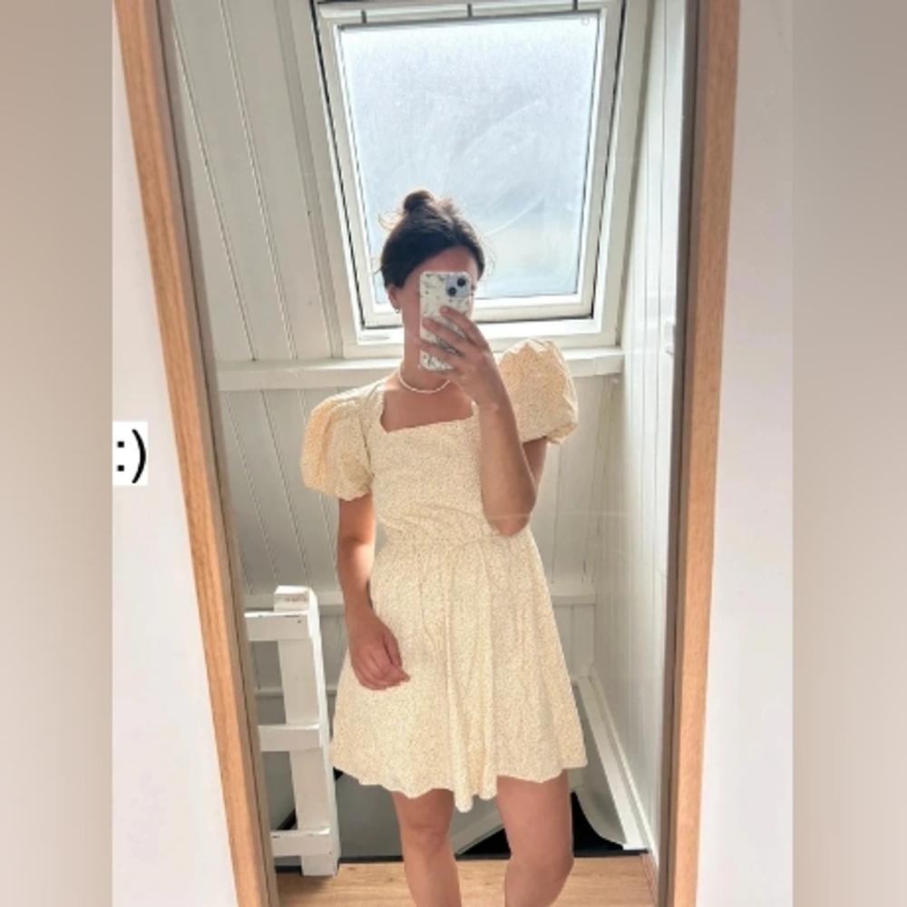 Chic Cream Puff Sleeve Mini Dress